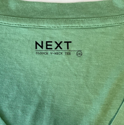 Green Cotton Modal Slouch V-Neck T-Shirt Size 2XL2