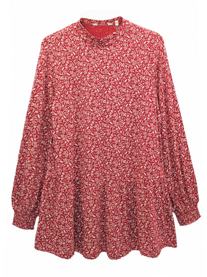 EX Seasalt Red Woodland Ditsy Cliff Cottage Tiered Jersey Top Sizes 10-28 RRP£45