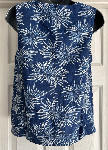 EX Seasalt Lighthouse Sea Flower Dark Voyage Station Linen Vest Top 10-22 RRP£48