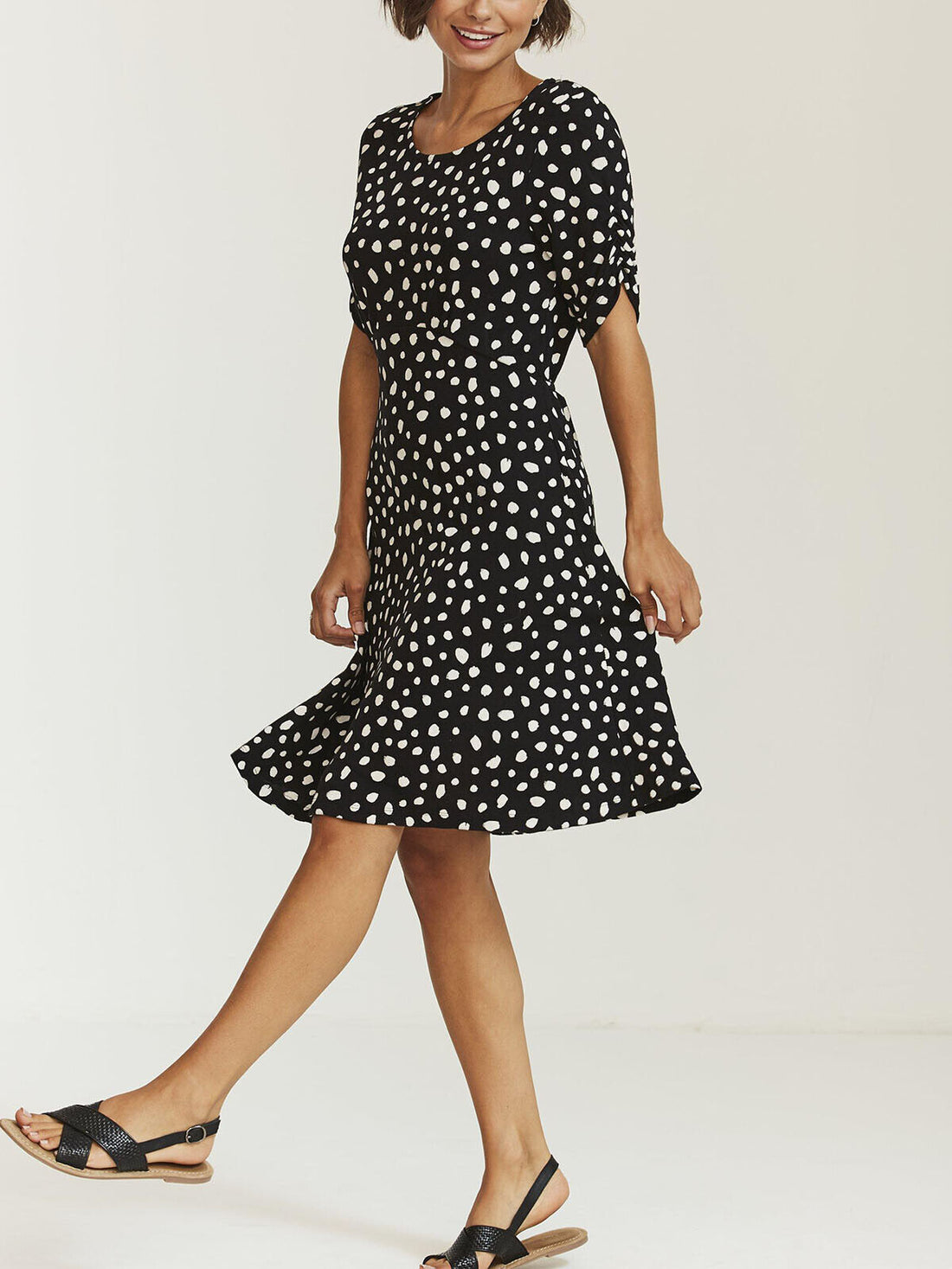 EX Fat Face Black Delilah Double Spot Dress in Sizes 8, 10, 12, 14, 16 RRP £46