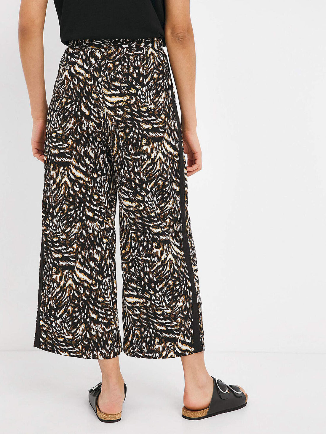 Capsule Black Animal Print Spun Wide Leg Culottes 16, 18, 20, 22, 26, 30