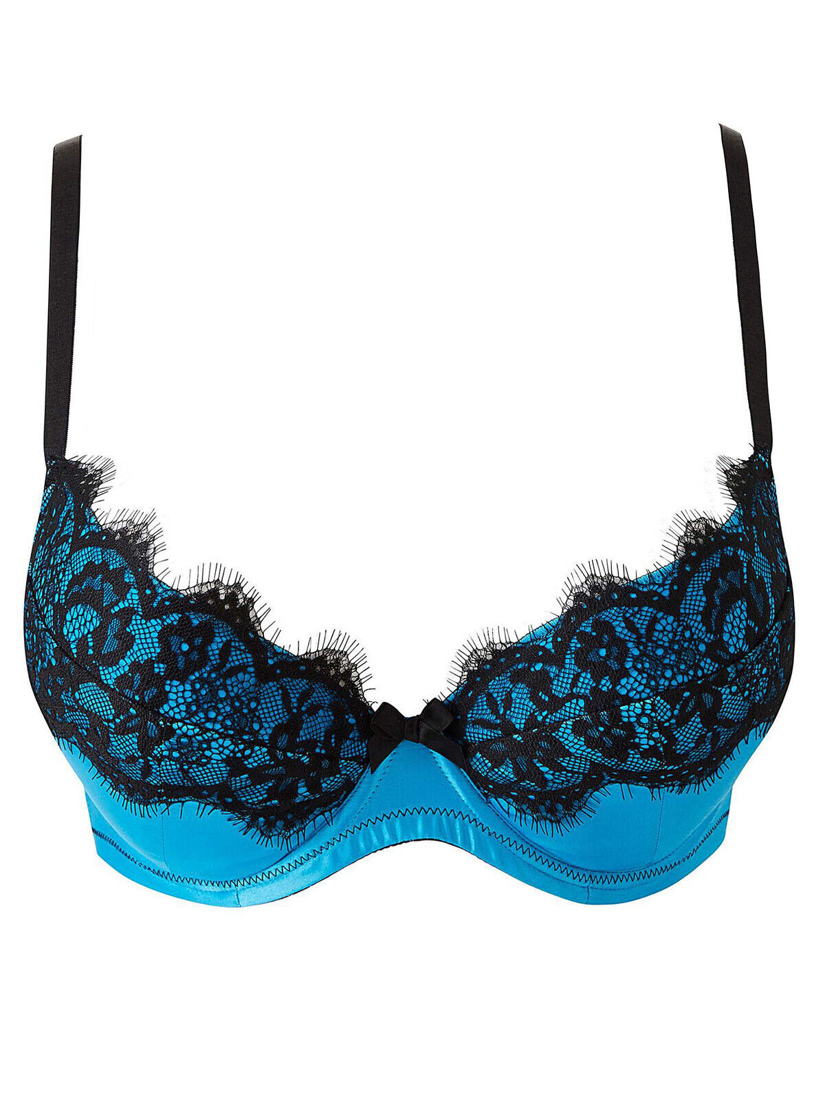 EX Ann Summers Aqua/Black or Pink/Black Plunge Bra 32 to 44 (G-H) RRP £26