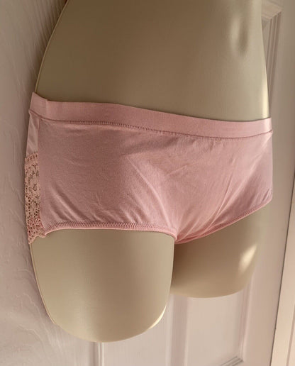 EX M*S Cool Pink Cotton Rich Vintage Lace Trim Low Rise Shorts in Sizes 8-22