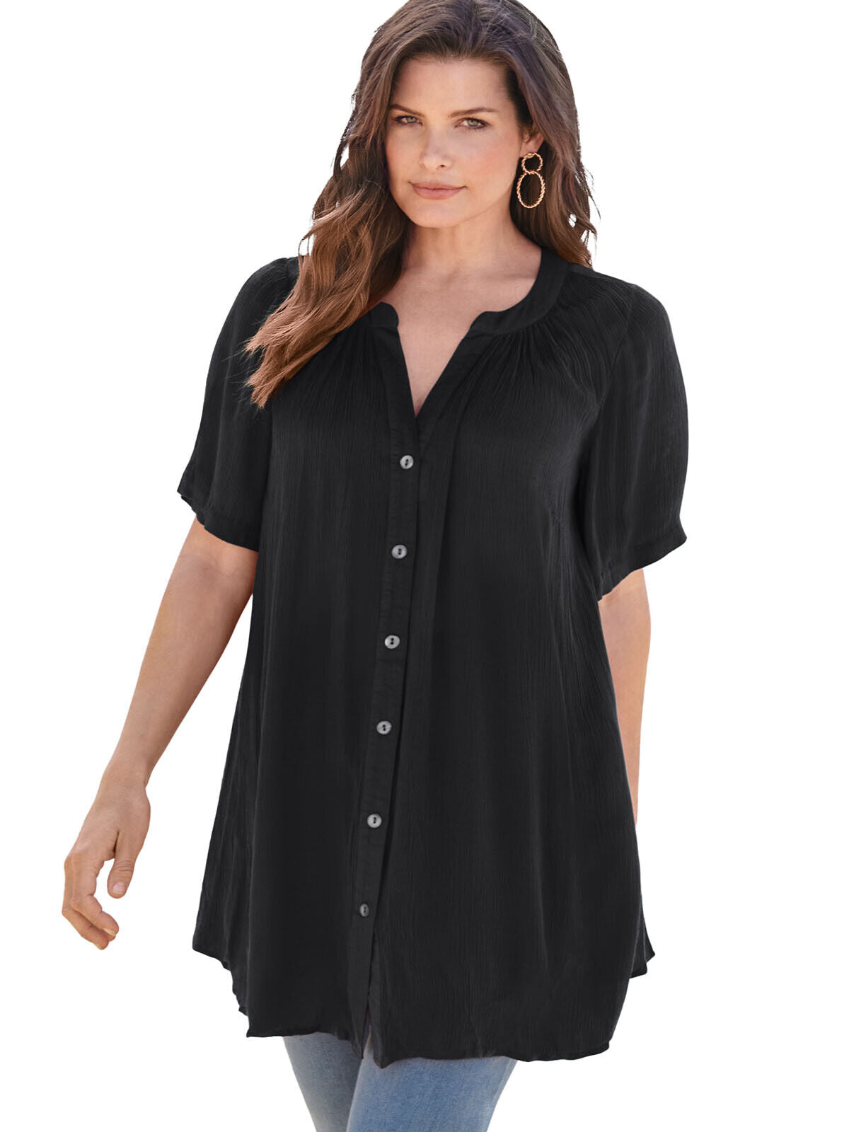 Roamans Black Short Sleeve Angelina Tunic UK Sizes 14, 22, 24, 26, 32, 32