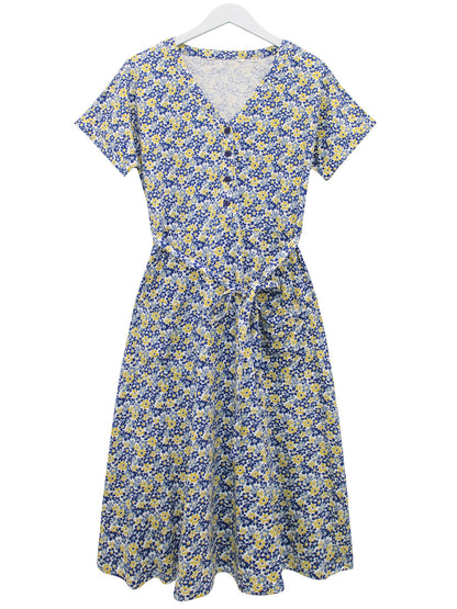 EX Seasalt Blue Belted Coastwatch Flared Cotton Dress 8, 10, 12, 14, 18, 26/28