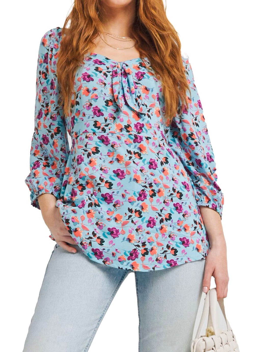 Joe Browns Blue Floral Tie Detail Top in Sizes 12, 16, 18, 20, 22 RRP £46