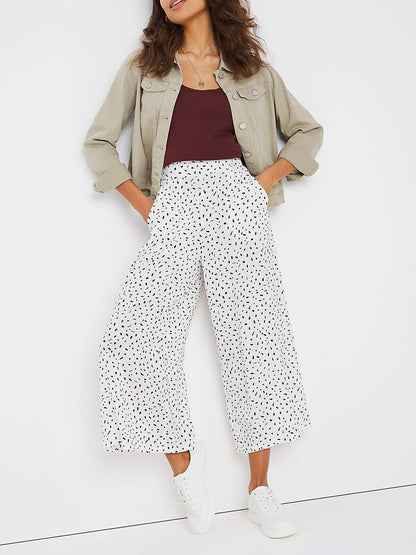 Capsule White Spot Print Culotte Trousers in Sizes 14, 22, 26, 32