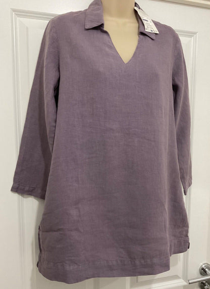 EX Seasalt Purple Shallow Layers Linen Tunic Grape Thistle Sizes 8-20 RRP £65.95