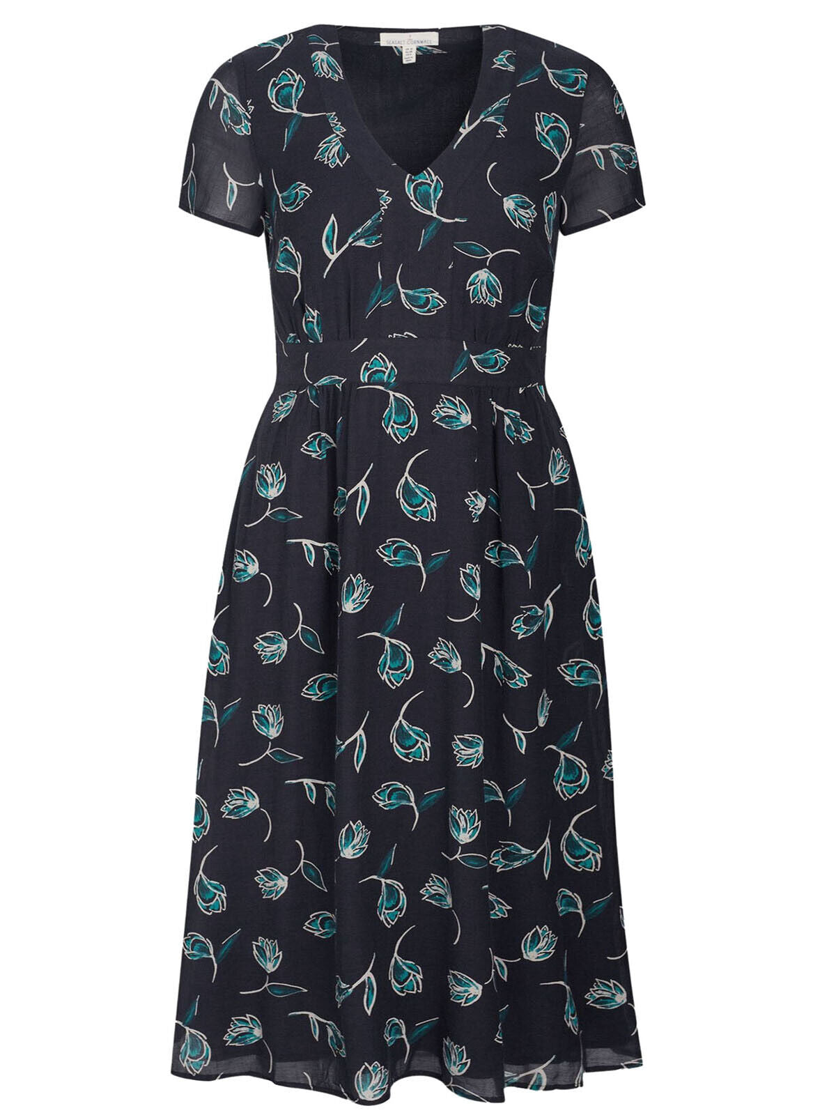 EX SEASALT Navy Inked Tulip Dark Night Wood Sedge Dress Sizes 8, 10, 18 RRP £75