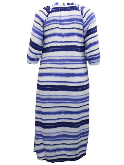 JD Willims Blue Tie Dye Button Through Side Slit Kaftan Dress