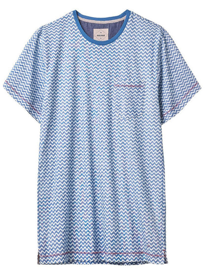 EX White Stuff Blue Mens Pure Cotton Wave Bay Pointed Stripe Tee Sizes S, M, L