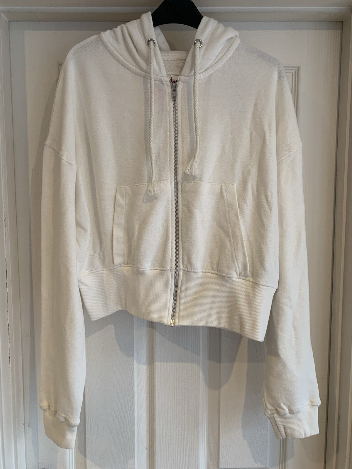 River Island Womens White Cotton Hooded Jacket in Size S RRP £260