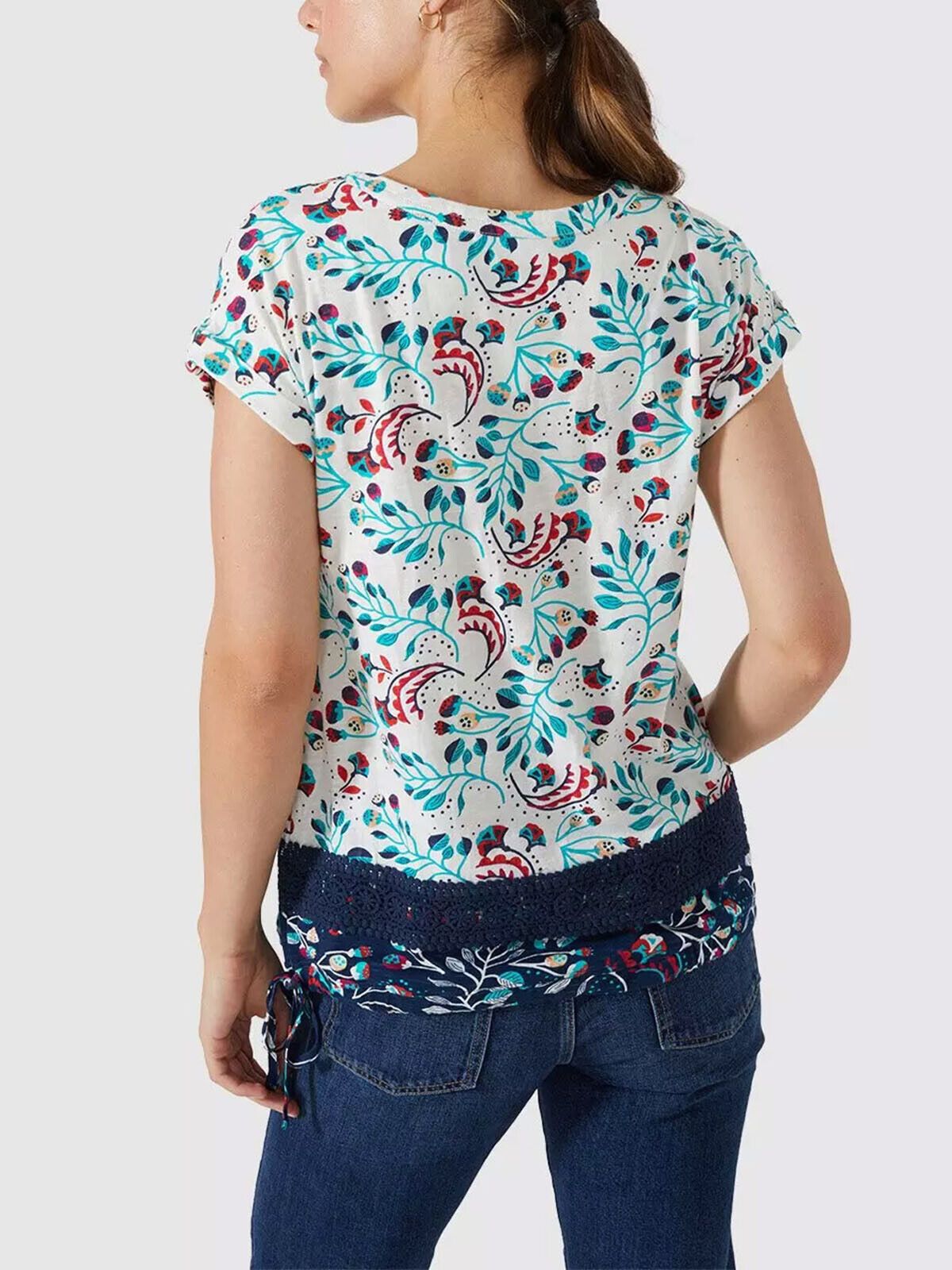 Mantaray Poppy Seed Floral Lace Hem T-Shirt Sizes 8 10 12 14 16 18 20 RRP £25