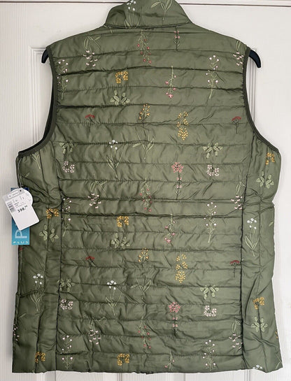 Weekend Khaki Floral Print Packaway Quilted Gilet Jacket 18, 20, 22, 24, 26