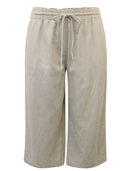 Simply Be Stone Easy Care Linen Blend Wide Leg Culottes in Sizes 14-32 RRP £26