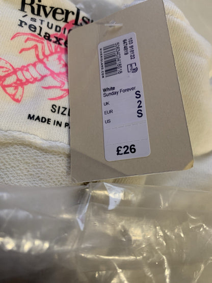 River Island Womens White Cotton Hooded Jacket in Size S RRP £263