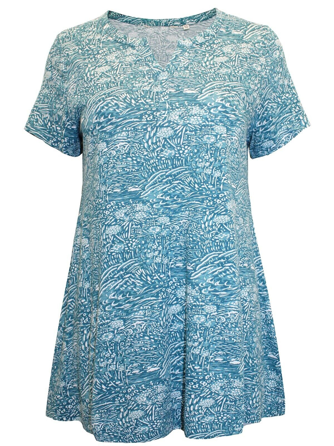 EX Seasalt Turquoise Penwith Landscape Gouache Risso Jersey Top in Sizes 10-28