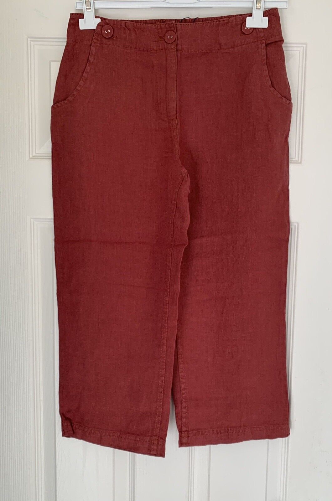EX Seasalt Brawn Point Red Kelp Crop Linen Trousers Sizes 8-22 RRP £58