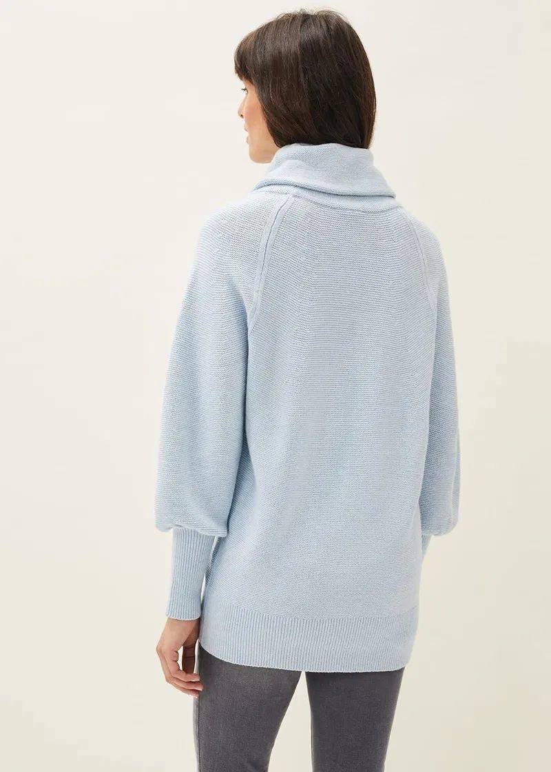 Phase Eight Pale Blue Dahlie Chunky Knit Cowl Neck Jumper Size Small RRP £851