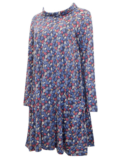 EX Seasalt Navy Leaf Print Sea Oak Swing Dress 10 12 14 16 18 22 24 26/28 RRP£60