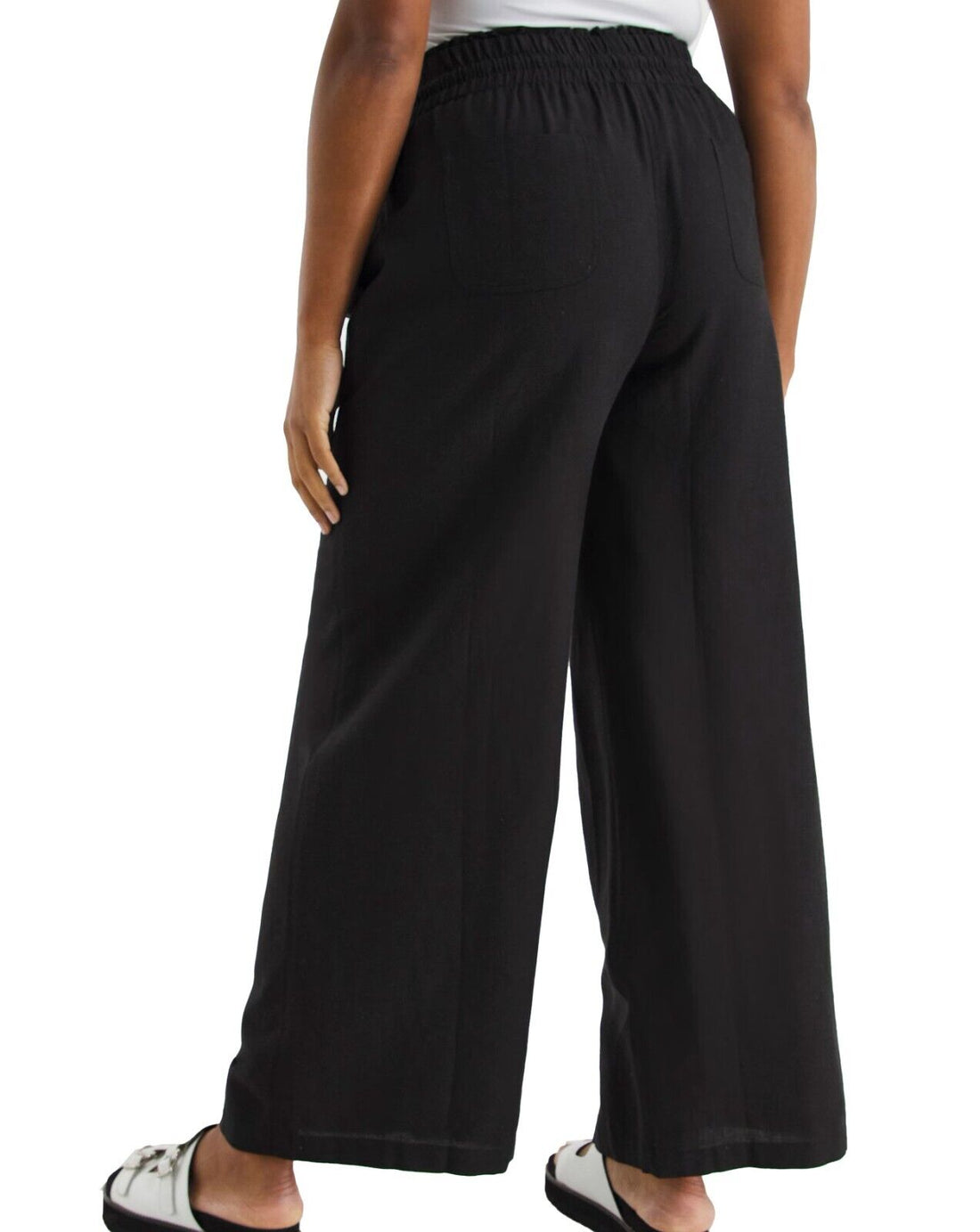 JD Williams Black Linen Blend Wide Leg Trousers Sizes 18 20 22 24 26 28 30 32