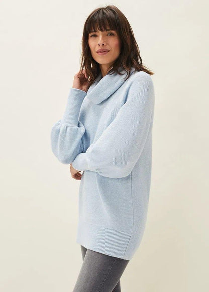 Phase Eight Pale Blue Dahlie Chunky Knit Cowl Neck Jumper Size Small RRP £850