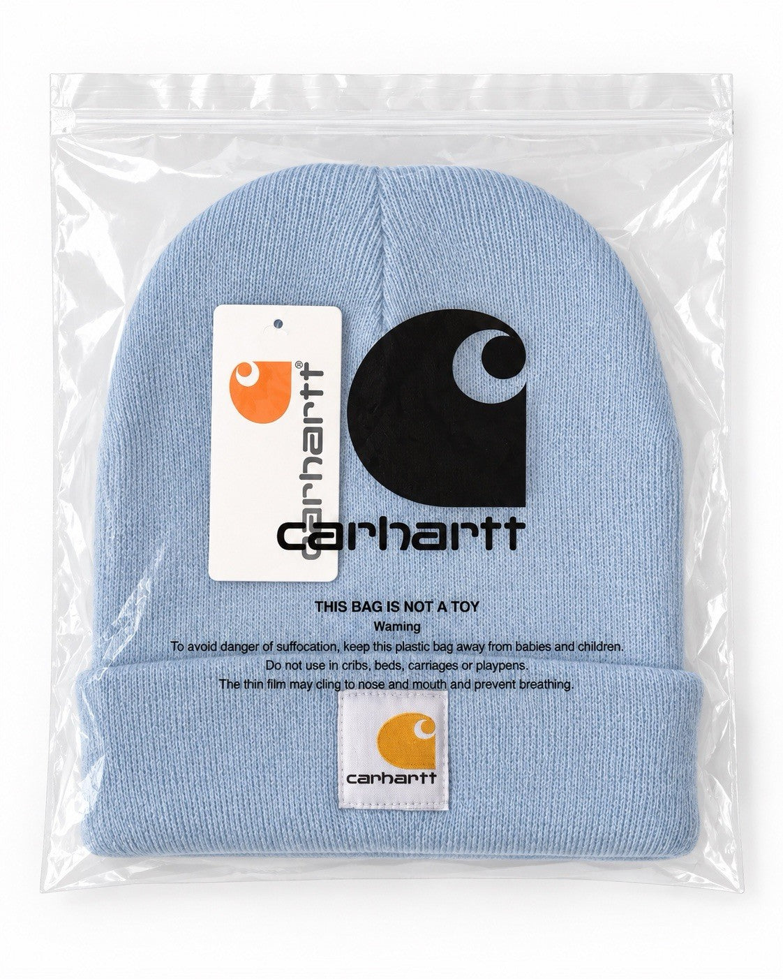 Carhartt Blue Beanie Hat Brown Acrylic Rib Knit Workwear Watch Cap Unisex2