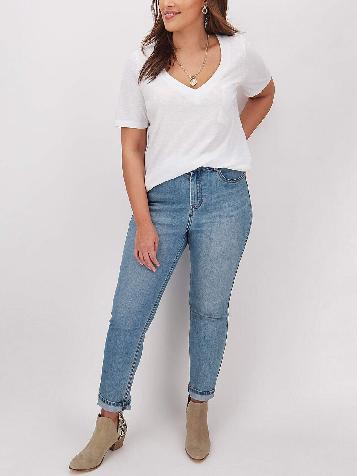 Simply Be White Short Sleeve Slub Jersey Pocket T-Shirt Sizes 16, 18, 24, 26, 30