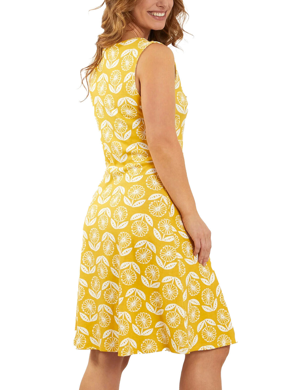 Weird Fish Sunshine Yellow Paisley Printed Jersey Dress 8 10 12 14 16 20 RRP £35