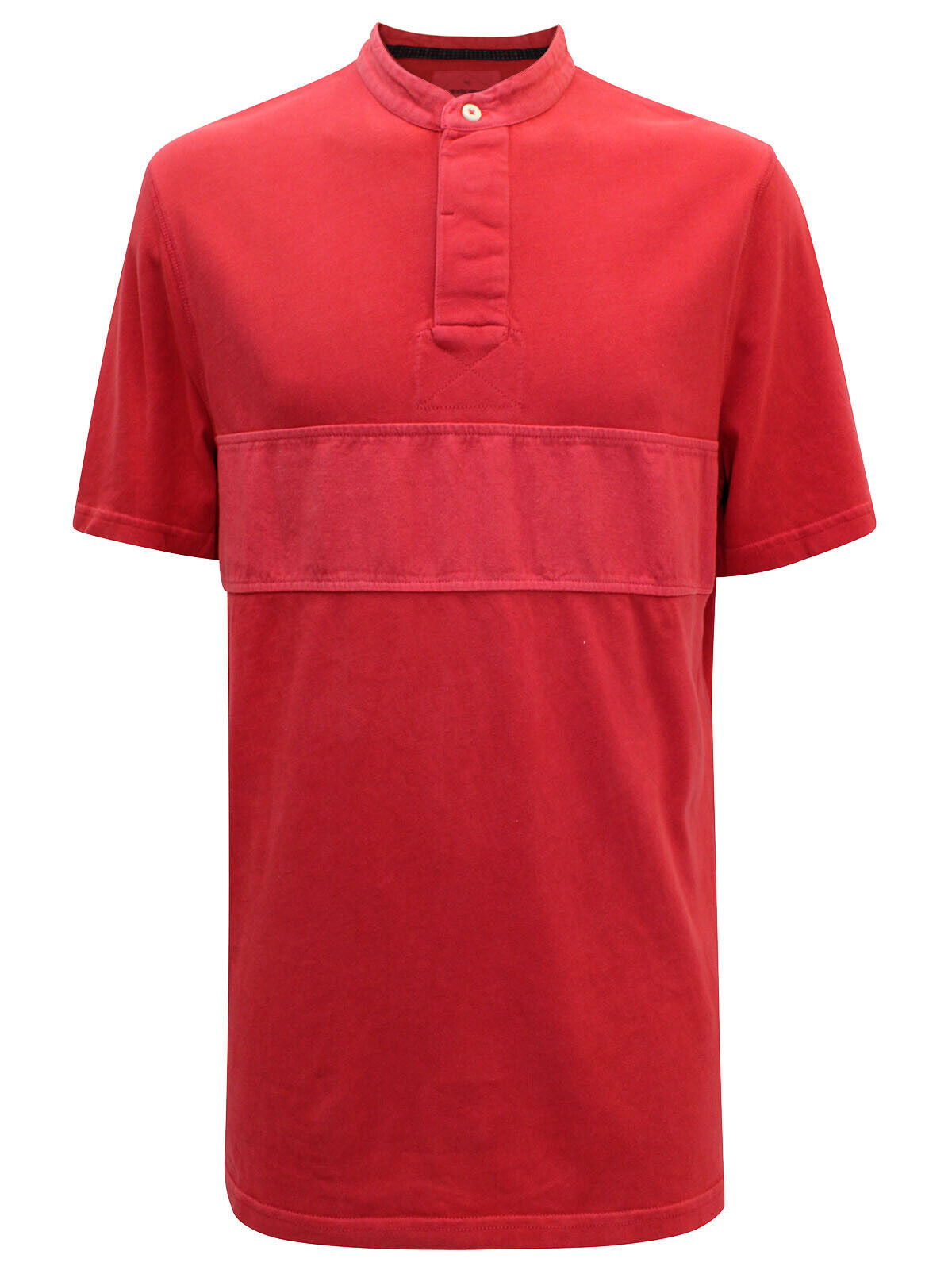 EX White Stuff Red Mens Pure Cotton Grandad Collar Rugby Shirt M 2XL 3XL RRP £38