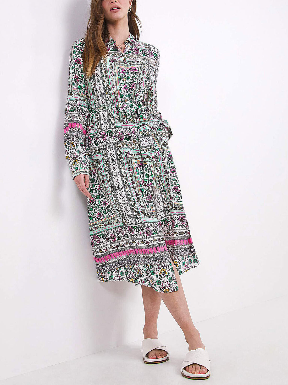 Julipa Multi Border Print Shirt Dress in Sizes 20 or 28 RRP £46