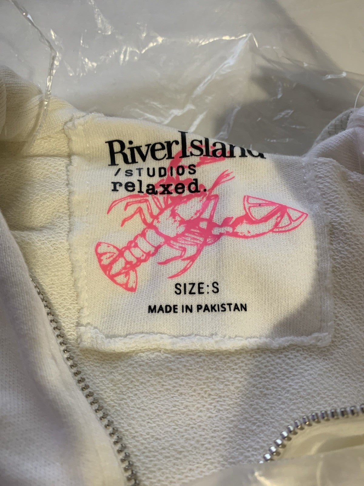 River Island Womens White Cotton Hooded Jacket in Size S RRP £262