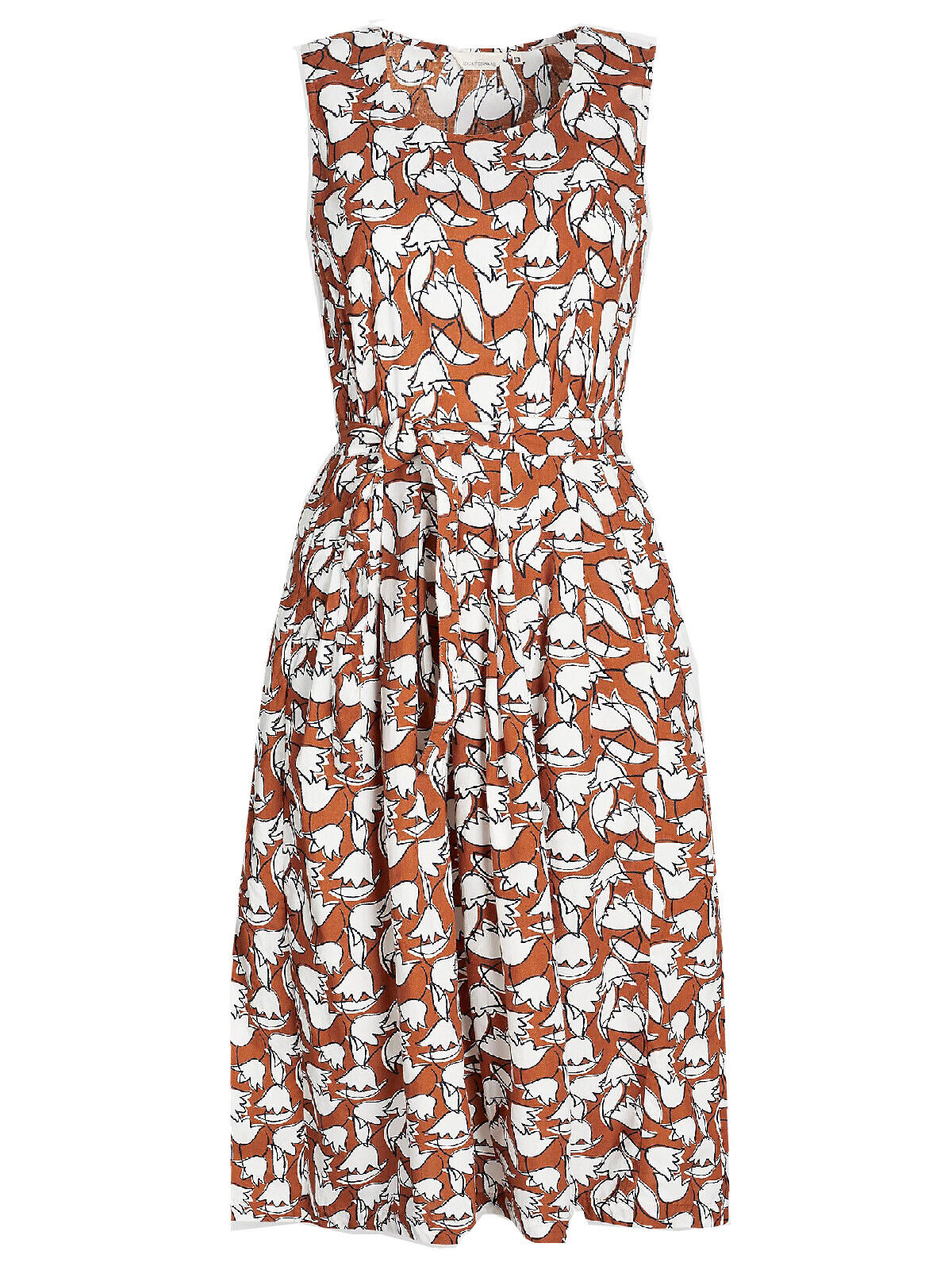 EX SEASALT Brown Tulip Print Belle Dress Sizes 8 10 12 14 16 18 20 RRP £69.95