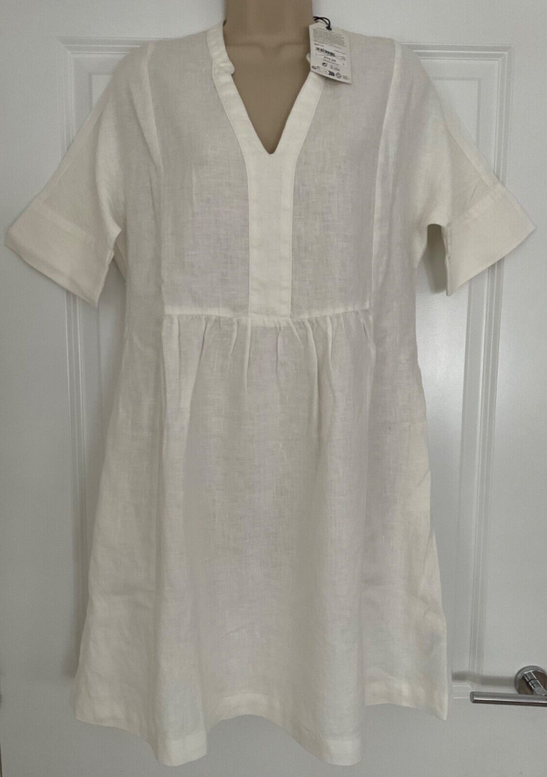 EX Seasalt White Chalk Draw Kiln Linen Dress 8 10 12 14 16 18 20 22 RRP £75.95