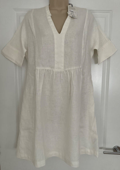 EX Seasalt White Chalk Draw Kiln Linen Dress 8 10 12 14 16 18 20 22 RRP £75.95