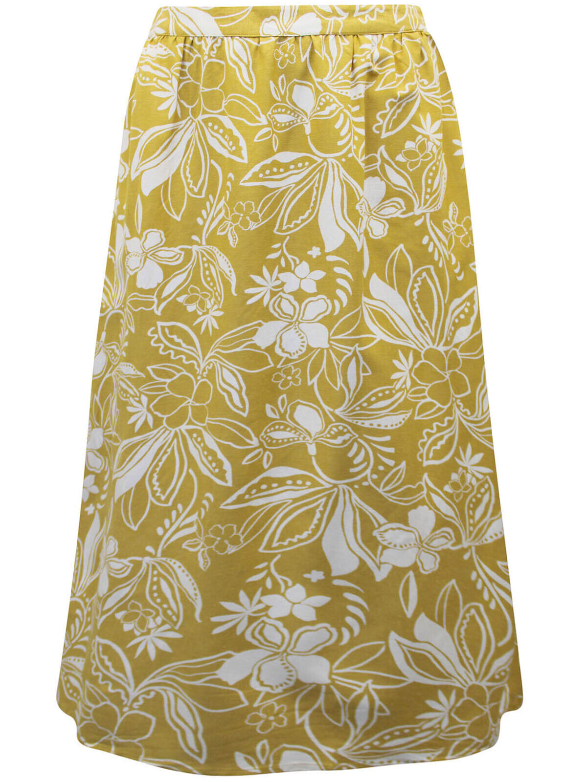 JD Williams Yellow Floral Print Linen Blend Midi Skirt 20 22 24 26 28 32 RRP £36