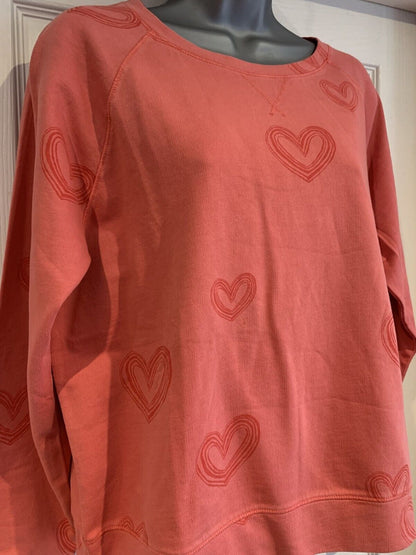 EX WHITE STUFF Red/Pink Heart Pure Cotton Sweatshirt Sizes 8-20 RRP £45