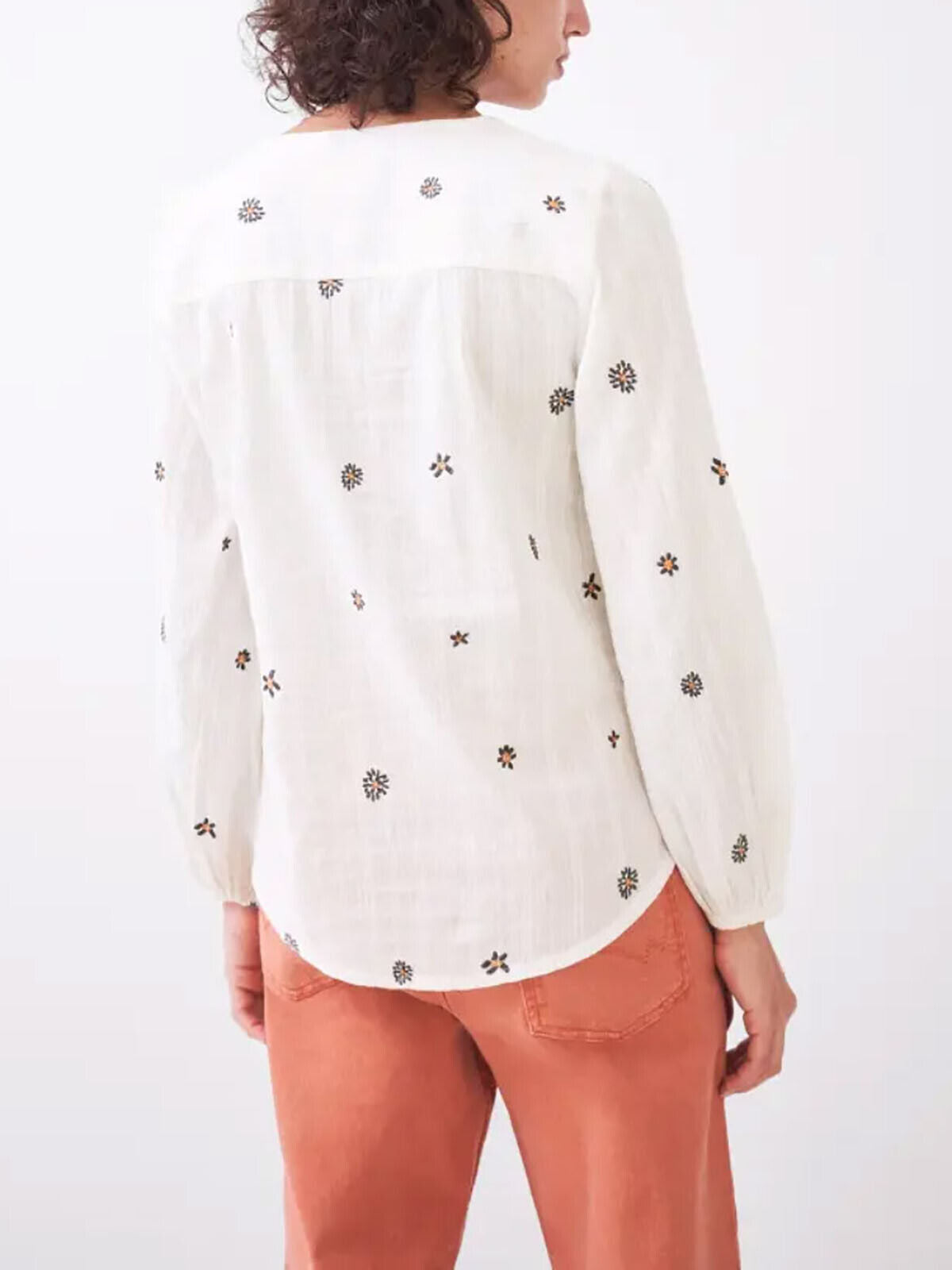 EX WHITE STUFF Ivory Mia Embroidered Cotton Shirt Sizes 8 10 12 14 16 18 RRP £55