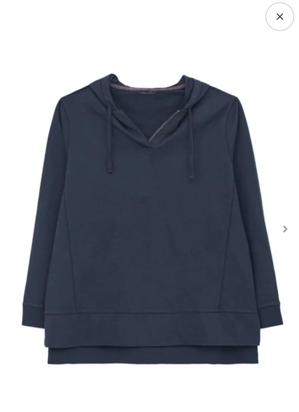 EX WHITE STUFF French Navy Pure Cotton Hooded Sweatshirt Sizes 8-20 RRP £45