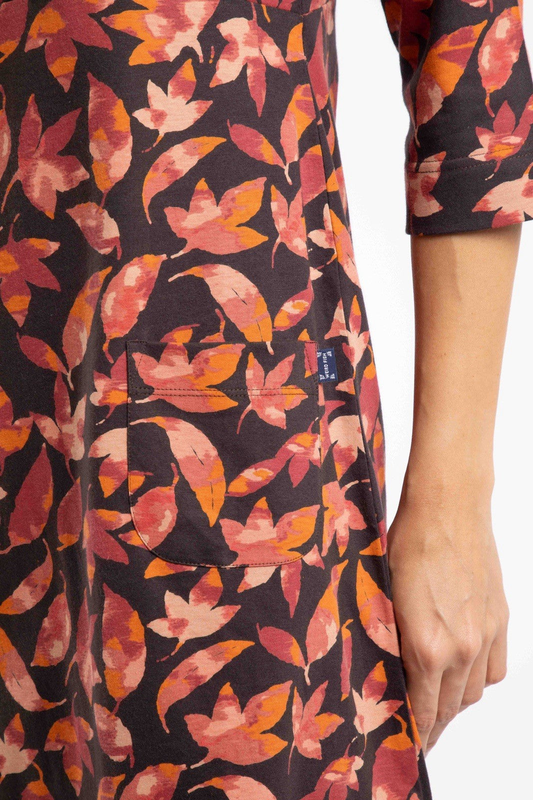 EX Weird Fish Starshine Printed Jersey Dress Leaf Brown Size 12 RRP £502
