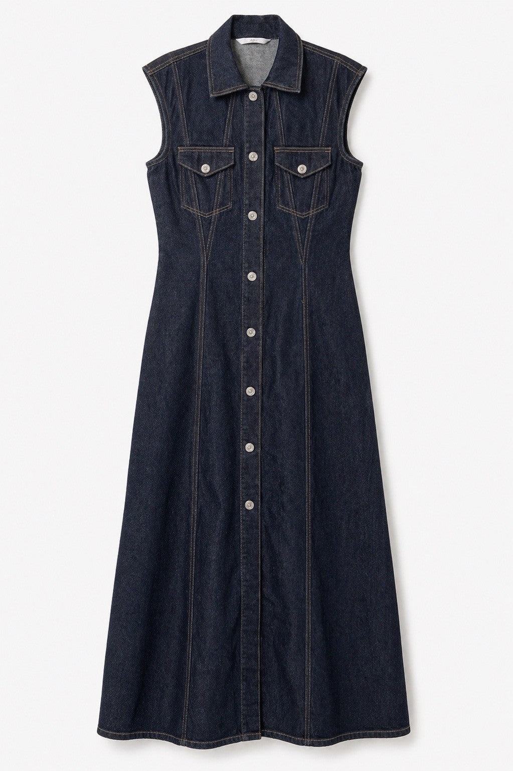 EX Zara Dark Indigo Denim Sleeveless Dress Size XS SEE MEASUREMENTS0