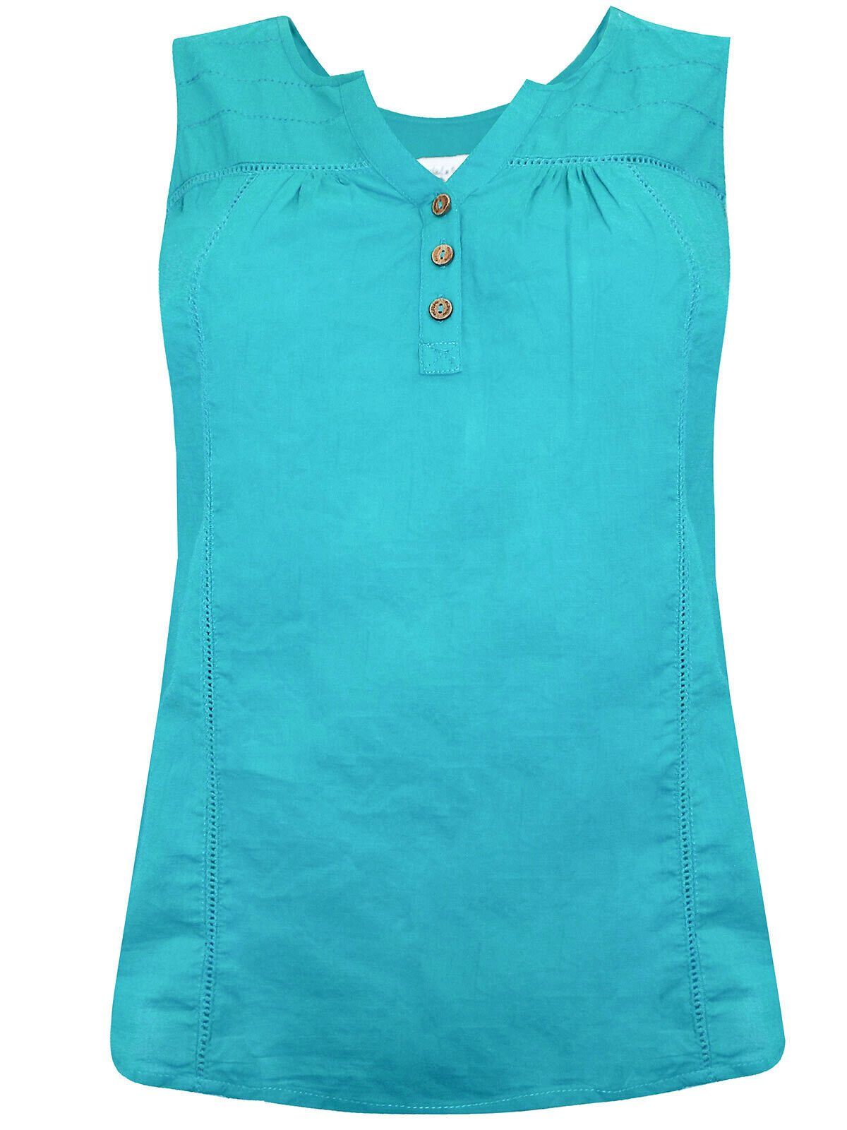 EX Mantaray Bright Turquoise Cotton Dobby Top 10, 12, 18 RRP £22