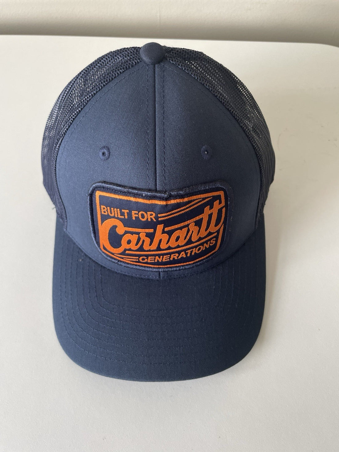 Carhartt Navy Canvas Mesh Back Outlast Patch Snapback Cap0