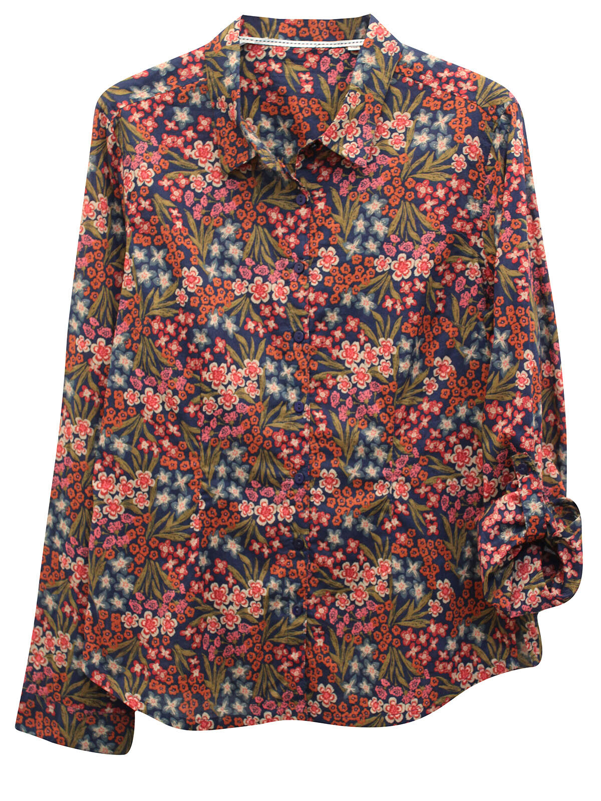 EX Seasalt Red Floral Larissa Organic Cotton Shirt Sizes 10, 12, 14, 16, 20, 24