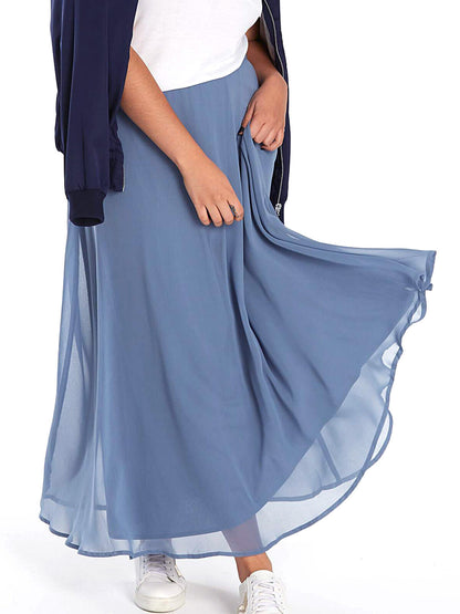 Capsule Smokey Blue Floaty Georgette Maxi Skirt Sizes 16 18 20 22 24 26 28 30 32
