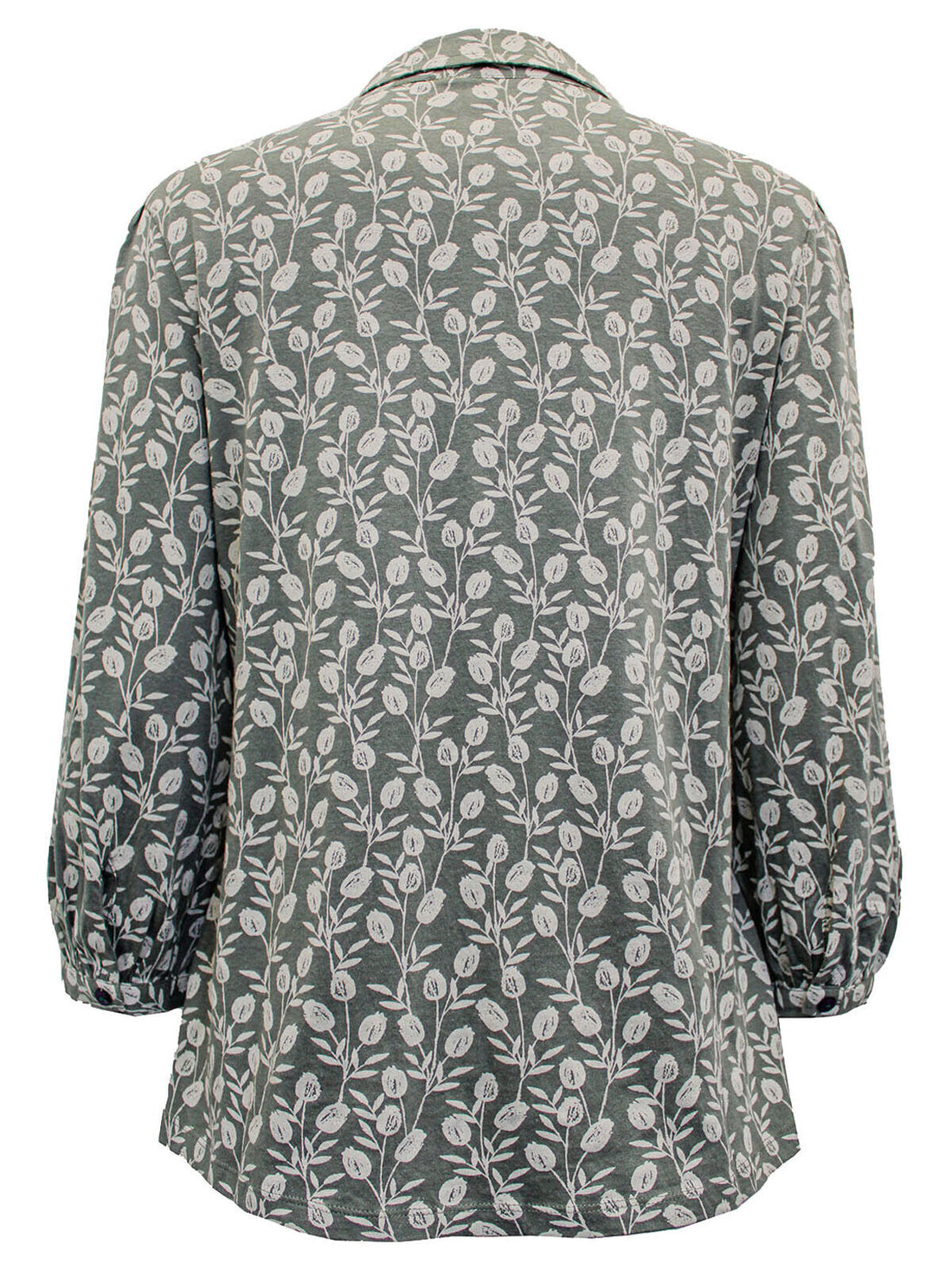 EX Seasalt Pale Green/Grey Poppy Heads Embrace Jersey Shirt Size 8-28 RRP £45.95