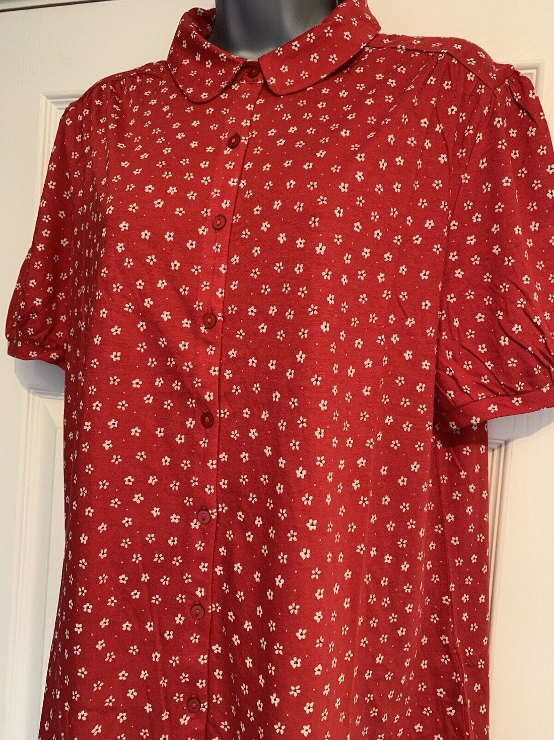 EX Seasalt Red Summer Ditsy Rudder Embrace Jersey Short Sleeve Shirt LARGE 12-28