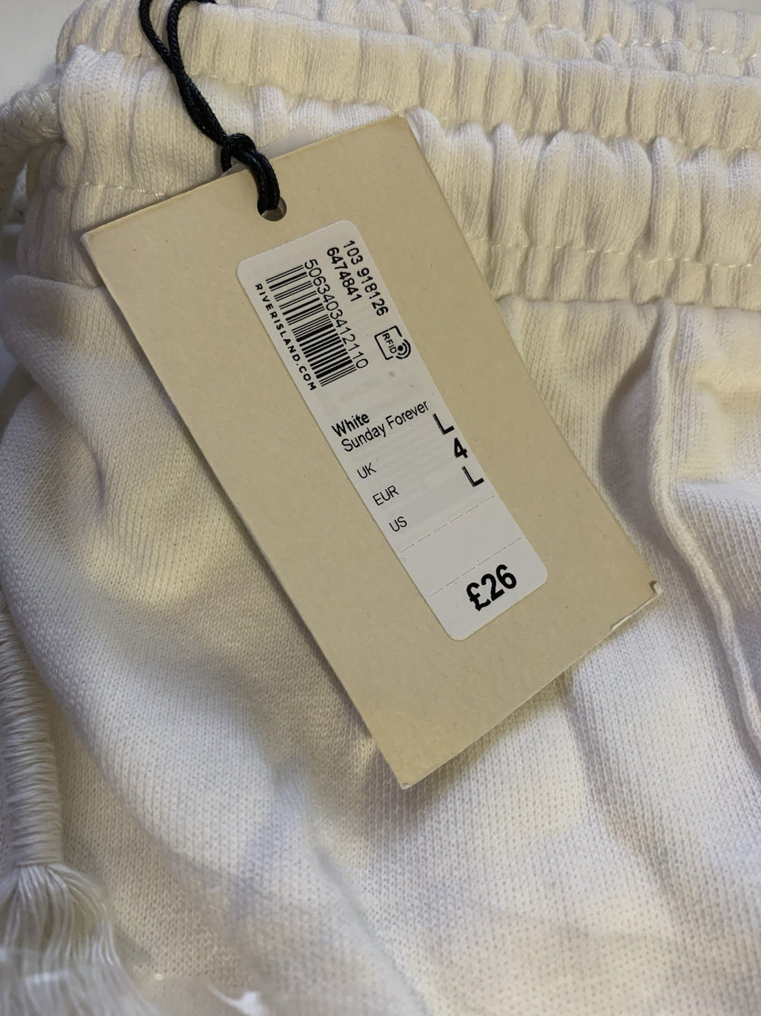 River Island Womens White Cotton Wide leg Trousers Size L RRP £261