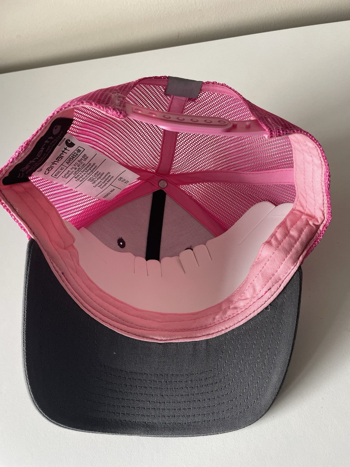 Carhartt Grey/Pink Force Cap Canvas Mesh Back Graphic Logo Workwear Cap3