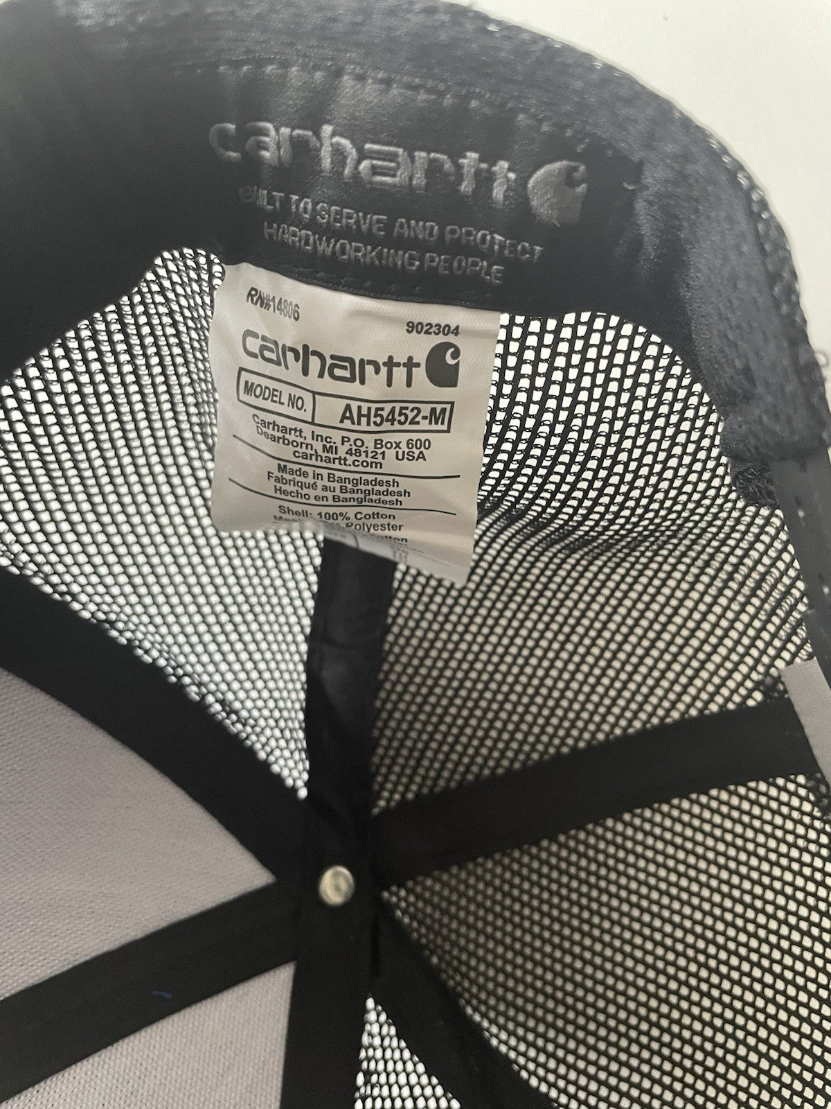 Carhartt Blue/Black Force Cap Canvas Mesh Back Graphic Logo Workwear Cap3